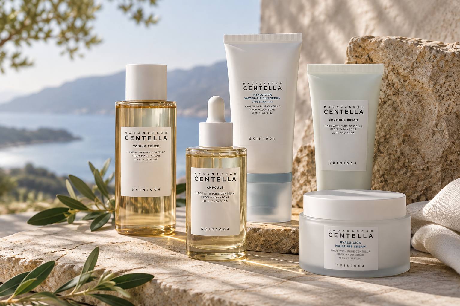 SKIN1004 koreansk hudvård med Centella Asiatica, serum, toner, kräm och SPF ur Madagascar Centella-serien